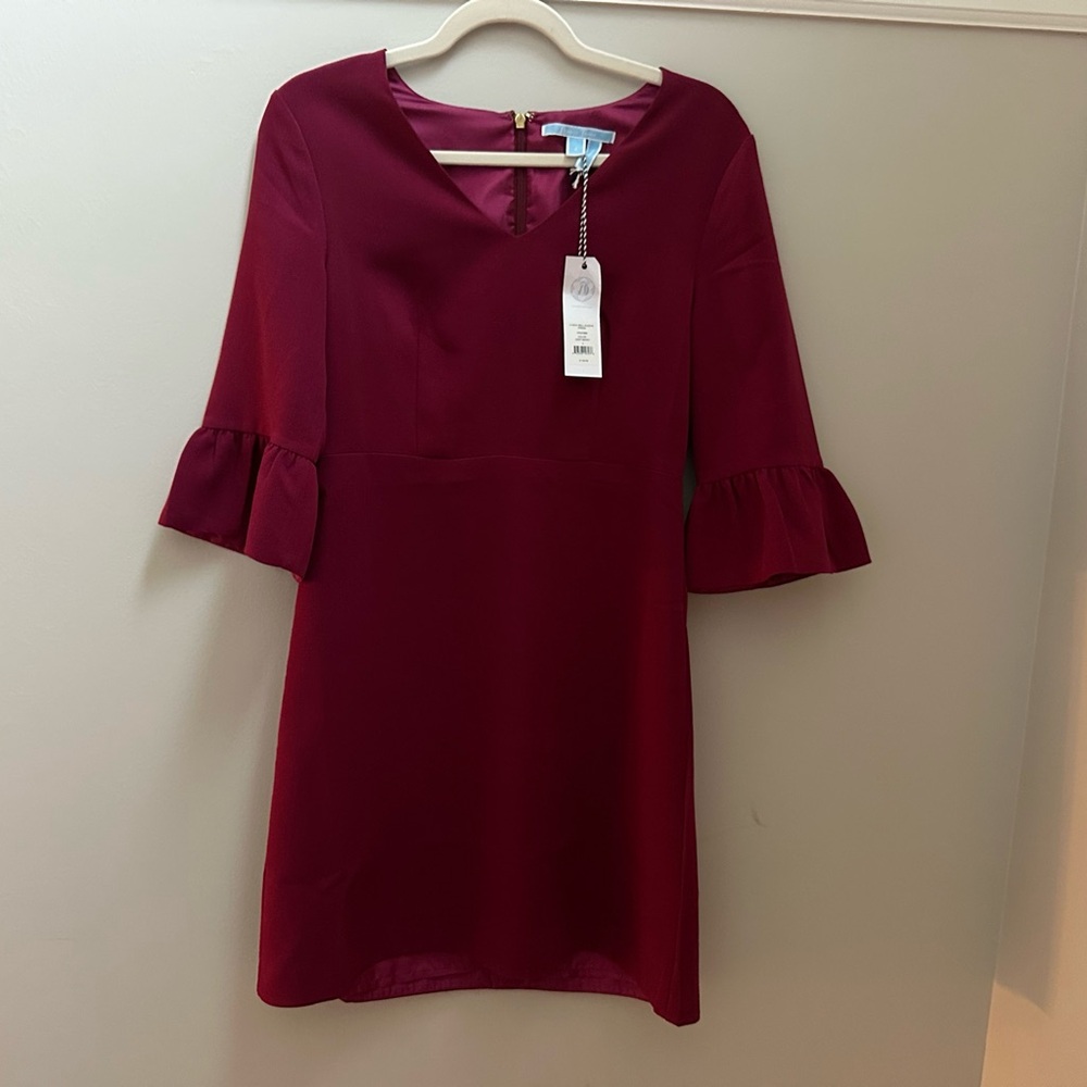 NWT Draper James Women’s V-neck Bell Sleeve Dress in Berry Size 4